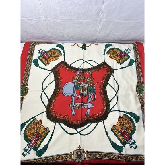 Women's Square Scarf RED MULTI COLOR CHAINS equestrian - Picture 1 of 5
